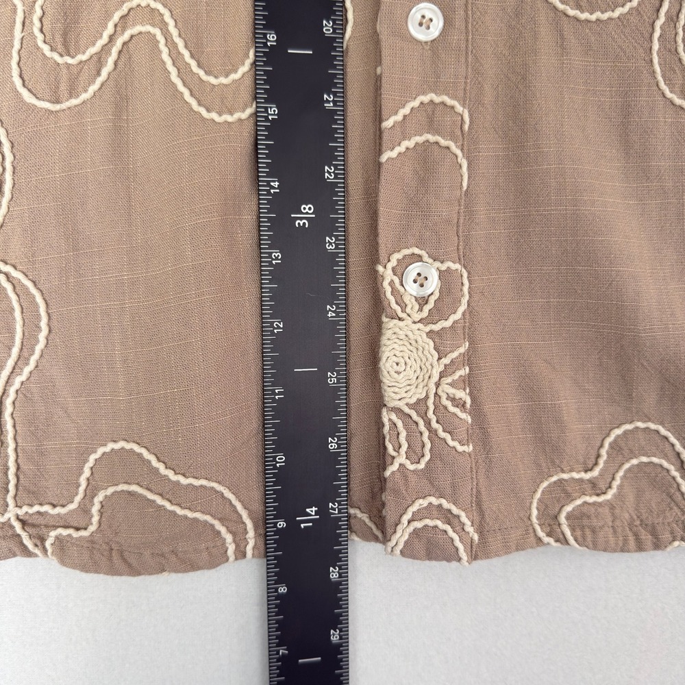 KROST Havana Floral Embroidered Shirt Linen Blend Short Sleeve Button Up Mens XL - Picture 5 of 10